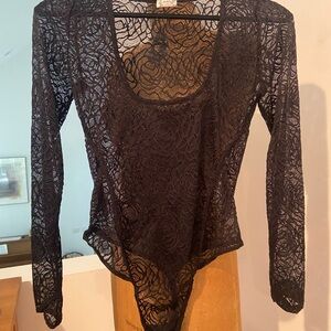 Free People Black Lace Bodysuit